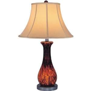  Table Lamp with Night Light   Ivria Amber Turquoise Glass 