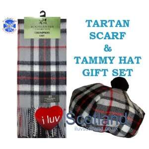  Thompson Grey Tartan Tammy & Scarf Set Lambswool