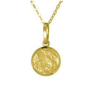  14k Yellow Gold Guardian Angel Pendant with Chain 