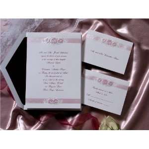  Burgundy Accented Band of Roses Wedding Invitations