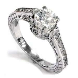  1.20CT Vintage Diamond Ring 14K White Gold Jewelry