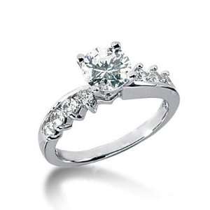    Round Diamond Engagement Ring with Side stones in Platinum Jewelry