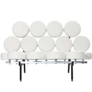   Nelson Style Marshmallow Sofa, Genuine White Leather: Home & Kitchen