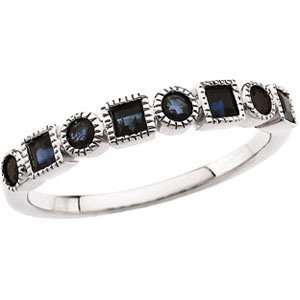   14K White Gold Sapphire Bridal Anniversary Band Ring Size 7.0 Jewelry