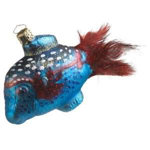 Ornaments To Remember Feathered Fish (Blue) Hand Blown Glass Ornament 