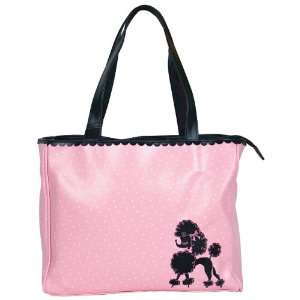  Large Pink & Polka Dots French Poodle Tote / Purse / Bag 