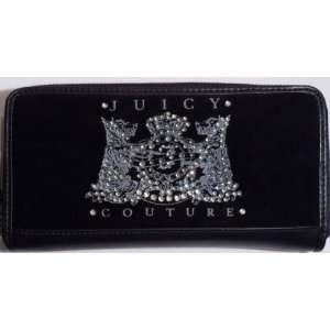  Juicy Couture Scottie Black Velour Zippered Clutch Wallet 