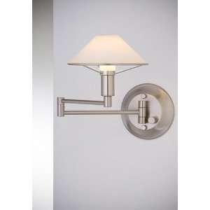   Satin Nickel White Glass Swing Arm Wall Lamp: Home Improvement