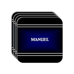 Personal Name Gift   MANUEL Set of 4 Mini Mousepad Coasters (black 