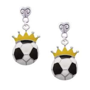  Soccerball   Crown Mini Heart Charm Earrings Arts, Crafts 