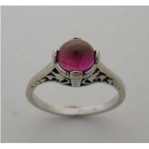  14k White Gold Antique Filigree Ruby Ring: Jewelry