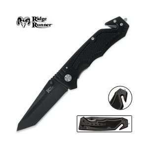 Ridge Runner Black Rescue Tac Folding Knife  Sports 