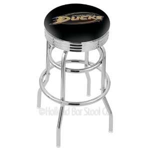   Ducks Logo Chrome Double Ring Swivel Bar Stool with Ribbed Accent Ring