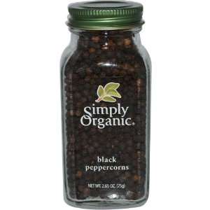  Organic Peppercorns, Black Whole CERTIFIED ORGANIC 2.65 oz bottle