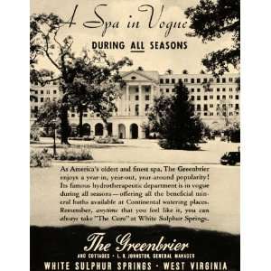 1937 Ad Greenbrier Hotel Resort Spa White Sulphur WV 
