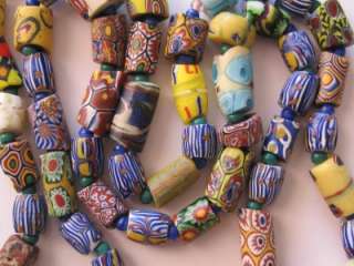 Vintage African Trade Beads Venetian Millefiori Eye mixed Necklace 