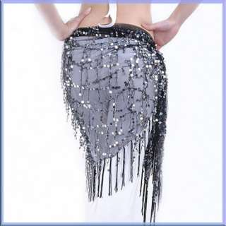  dancing costumes Triangle Fringe Hip Scarf Waist Chain Color Black