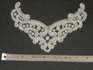 IVORY VENISE LACE YOKE EMBROIDERED APPLIQUE 5x 7 3/4  