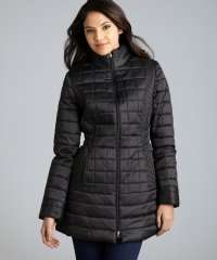 Bluefly   black quilted zip front packable jacket customer reviews 