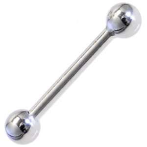  Solid 14kt White Gold Barbell Tongue Ring   16 Gauge 3/8 