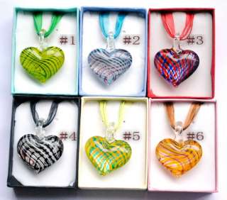   Murano Lampwork Glass Clear Pendant Necklace Multiple Choice  