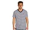Lacoste S/S V Neck Striped Tee at 