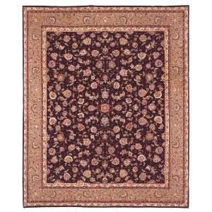   Hand Knotted Plum and Green Wool Area Rug, 10 Feet by 14 Feet Home