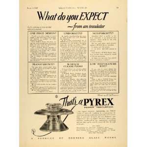  1928 Ad Pyrex Co Power Insulator Corning Glass New York 