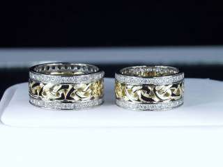 18K GOLD DIAMOND CELTIC KNOT WEDDING BAND RING SET  