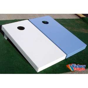 WHITE & LIGHT BLUE Mixed Solid Color Cornhole Bean Bag Toss Game 