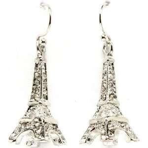   Crystal 3D Eiffel Tower Paris France Theme Dangle Earrings: Jewelry