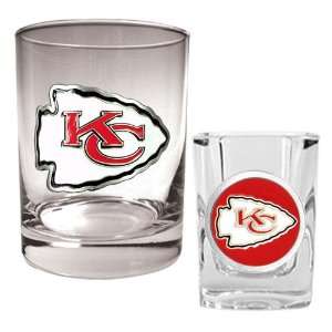 Kansas City Chiefs NFL Rocks Glass & Shot Glass Set   Primary logo 