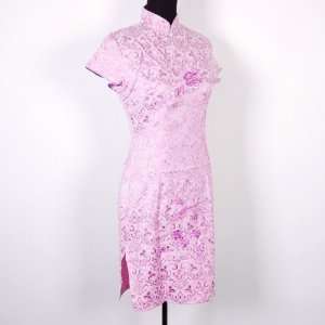  Chinese Cheongsam Floral Mini Dress Purple Available Sizes 