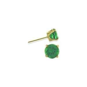   25Ct. Genuine 3mm Emerald 14 Karat Yellow Gold Round Earrings: Jewelry