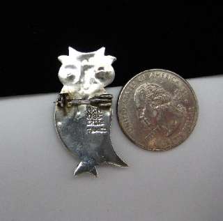 Vtg TAXCO Mexican Sterling Silver Owl Brooch Pin Cute!  