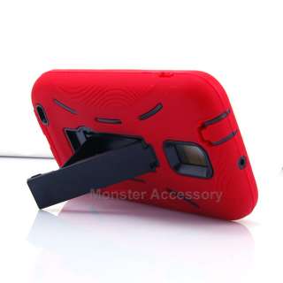 Red Kickstand Double Layer Case Cover Samsung Galaxy S2 Hercules T989 
