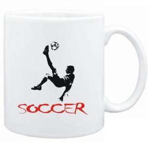  Mug White  Soccer Silhouette Sports
