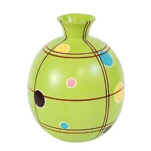   Handmade Terracotta Vase   Lime Green Retro Dot Design: Home & Kitchen