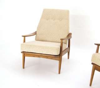 Pair of Mid Century Modern Danish Lounge Chairs New Upholstery  