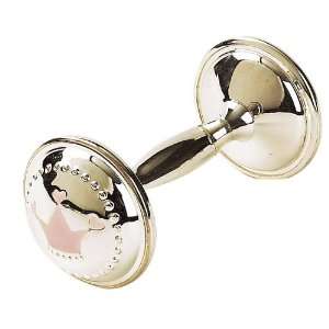    Elegant Baby Silver Plated Little Princess Dumbbell Rattle: Baby