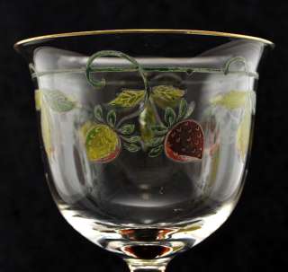Set of 6 Gilt Art Nouveau Etched Painted Wine Glasses  