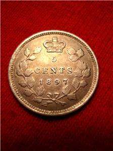 1897 **** CANADA * Five Cent * 5 * SILVER ** Rare  