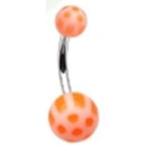   Orange and White Soccer Balls and Surgical Steel Bar 
