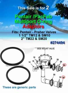 Pentair / PacFab / Praher Side Mount Multiport Valve Adapter O rings 2 