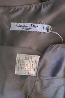 CHRISTIAN DIOR Grey SILK Satin Short Luxe Shift Dress 8  