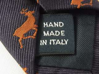 POLO RALPH LAUREN Silk Neck Tie Deer Hand Made In Italy  