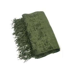  CHARTER CLUB Olive Green Chenille Scarf with Fringes 