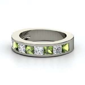  Chloe Band, Platinum Ring with Green Tourmaline & Diamond 