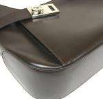 Authentic Salvatore Ferragamo Gancini Brown Leather Shoulder Bag #5506 
