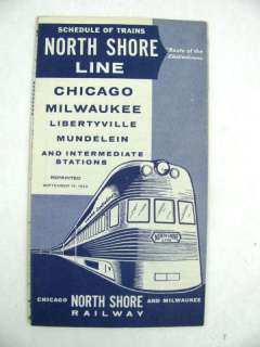 Chicago North Shore NS Railroad RR Public Timetable 1962 PTT TT 